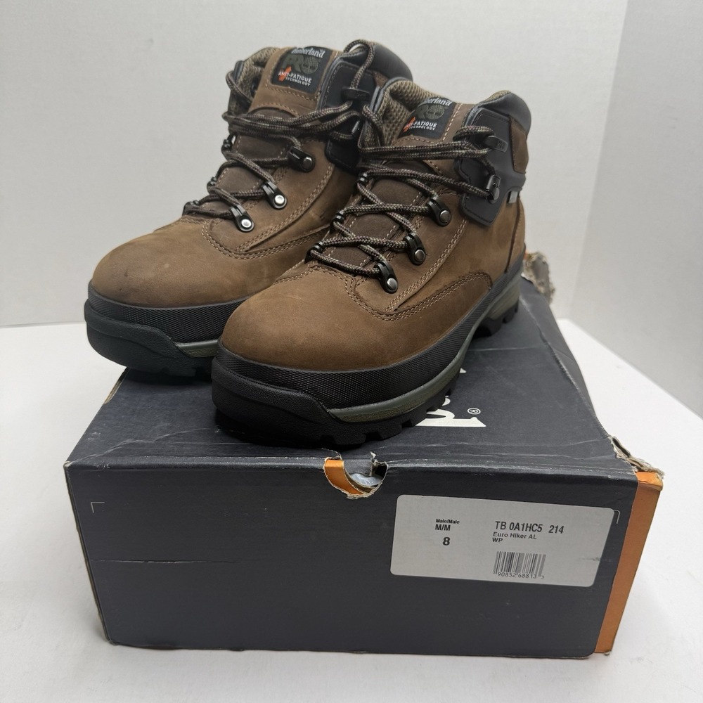 Timberland PRO Euro Hiker Waterproof Alloy Toe Work Boots Mens 8M TB0A1HC5 Brown